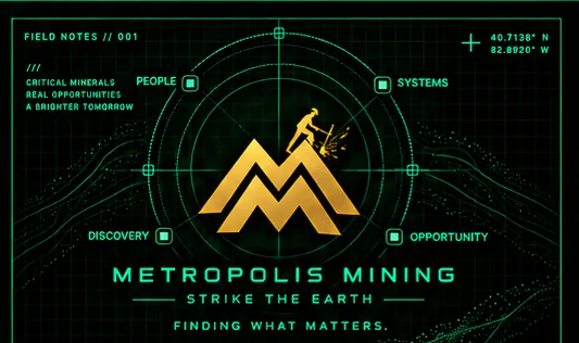 Metropolis Mining radar panel featuring the updated logo and strike the earth message.